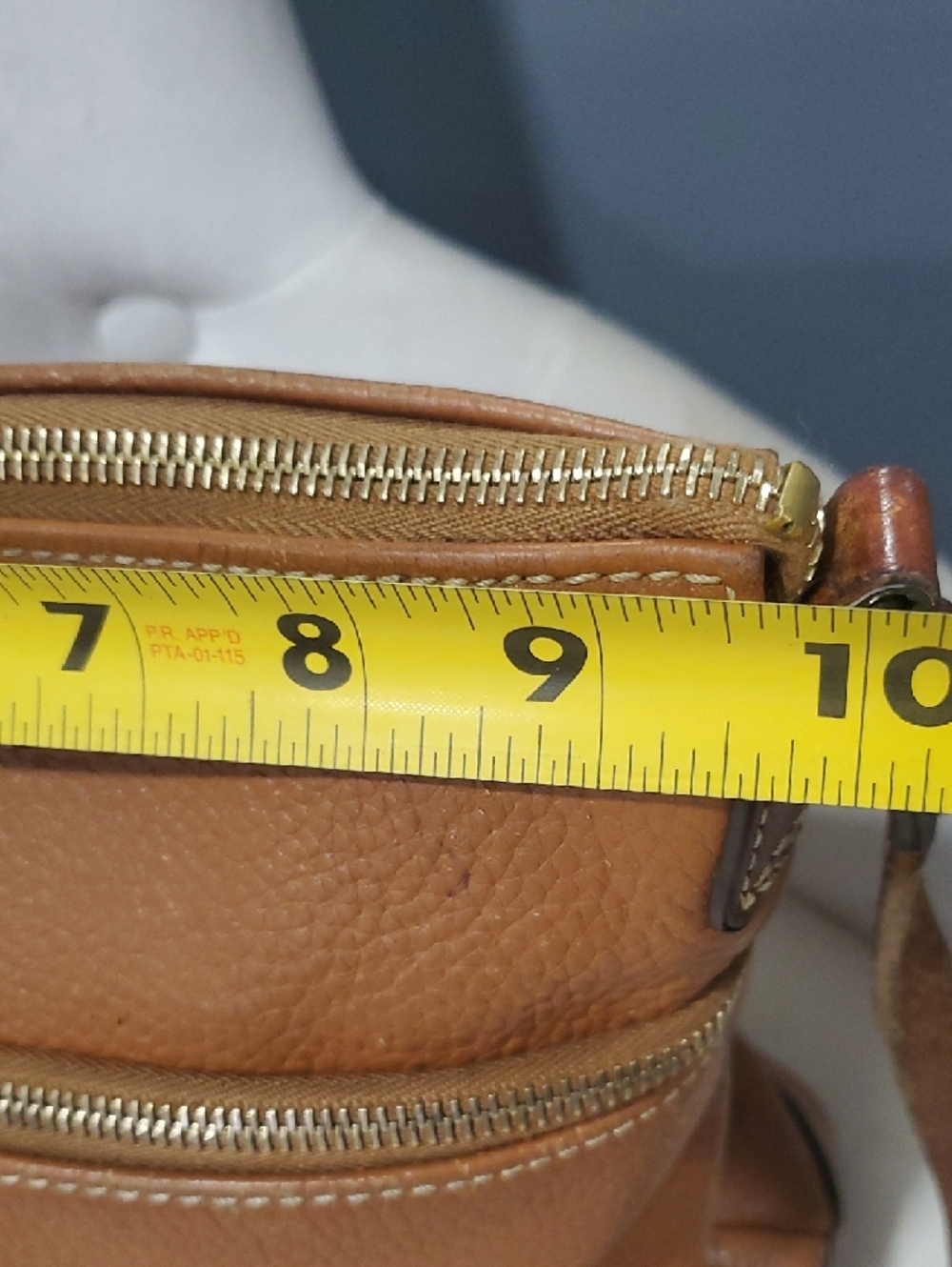 Dooney & Bourke All Weath Camel/Tan Pebbled Leather Crossbody with Gold Hardware - Picture 7 of 10